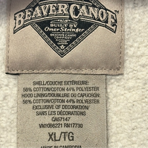 VTG Beaver Canoe Heathered White Pullover Hoodie Kids Size XL Kangaroo Pocket - Picture 10 of 11